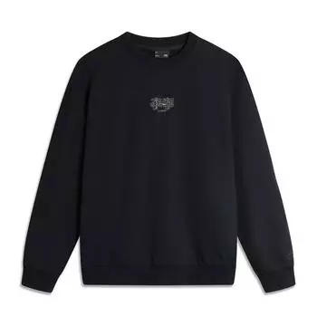 Li-Ning Plain Logo Round Neck Pullover Sweatshirt Unisex sweatshirt Black AWDU793-4 S