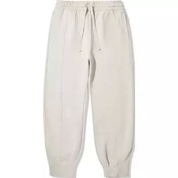 Li-Ning Plain Mid-Waist Drawstring Cuffed Knitted Sports Pants Men Bottoms Oatmeal-Gray AKLUA09-1 XL