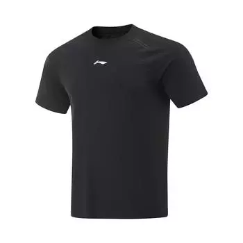Li-Ning Plain Minimalist Sports Casual Round Neck Pullover Short Sleeve T-Shirt Men Tops Black ATSV071-1 S