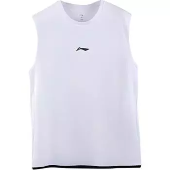 Li-Ning Plain Quick-Dry Breathable Round Neck Sleeveless Sports Vest Men tops White YVSU021-1 S