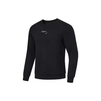 Li Ning Plain Round Neck Pullover Knitted Sweatshirt Men Sweatshirts Black AWDU057-1 S