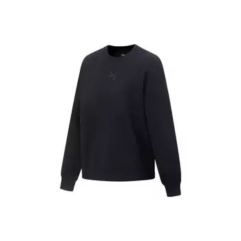Li Ning Plain Round Neck Pullover Sweatshirt Women tops Black AWDT512-2 M