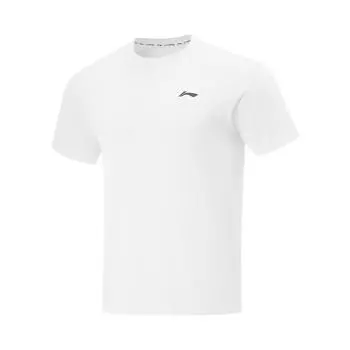 Li-Ning Plain Sports Casual Simple Round Neck Pullover Short Sleeve T-Shirt Men Tops Standard-White ATSV363-7 S