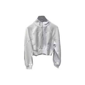 Li Ning Plain Stand Collar Sports Casual Long Sleeve Hoody Women sweatshirt White AWDT504-1 XL