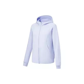 Li Ning Plain Sweat-Absorbing Hoodie Cardigan Women Hoodies Light-Blue AWDT520-4 XL