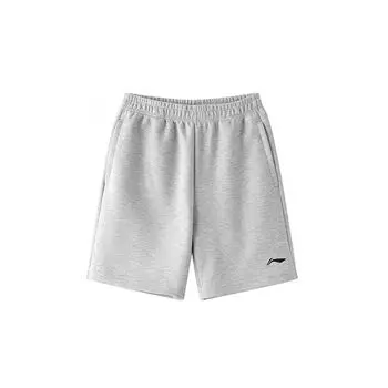 Li Ning Plain вышитый логотип трикотажные спортивные повседневные шорты мужские шорты светло-серые AKST637-2 5XL