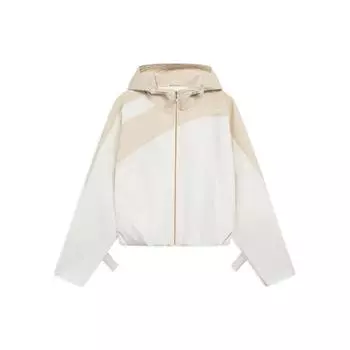 Li Ning Plain Zip-Up Hooded Long Woven Jacket Women Jackets Off-White AFDT012-8 L