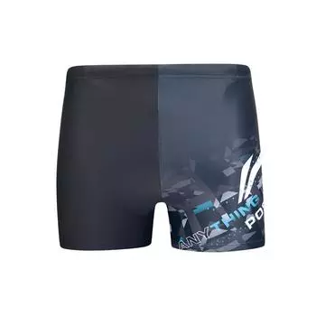 Li-Ning Плавки-боксеры средней посадки с буквенным принтом, мужские плавки, черный цвет ASLT097-1 L