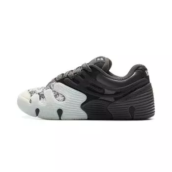 Li Ning Pleasures Серия Скейтборд Модные Спортивные Прочные Нескользящие Низкие Кеды Унисекс Кроссовки Черный Серый Бежевый AEPU085-2 40