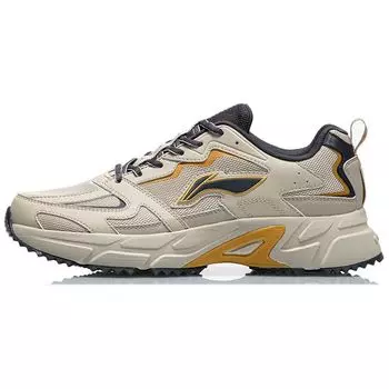 Li-Ning Поддерживающие модные нескользящие легкие низкие спортивные повседневные туфли мужские кроссовки бежевого цвета ARLQ001-7 40