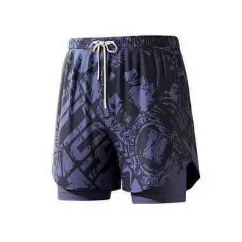 Li-Ning Подкладка с принтом, удобные плавки-шорты из двух частей, мужские плавки цвета бискайского моря LSKU109-A L
