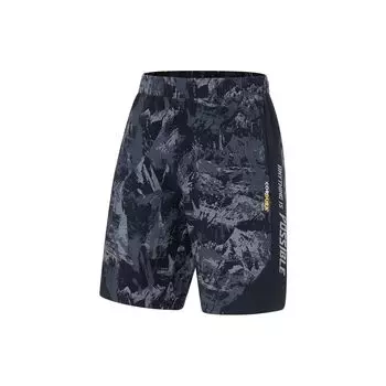 Li Ning Полная Печать Буквы Средняя Талия Прямые Повседневные Шорты Мужские Шорты Черные AKST613-1 M