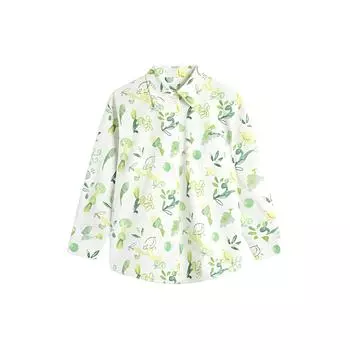 Li Ning Полная печать на одной пуговице Повседневная свободная рубашка с длинным рукавом Женские рубашки Белого цвета ASHU090-2 M