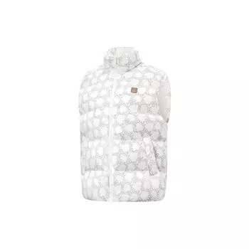 Li Ning Полный Принт Воротник-стойка Трикотажный Пуховик Женские Жилеты Белый AYMT074-7 L