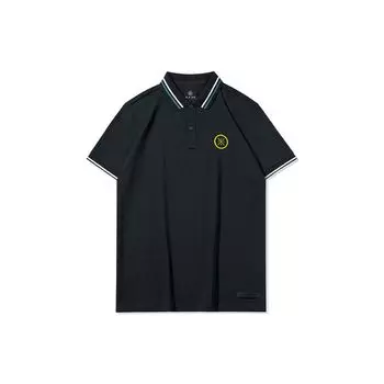 Li-Ning Поло мужское Wade Series в полоску, цветной блок, воротник, короткий рукав, черное APLQ211-1 M