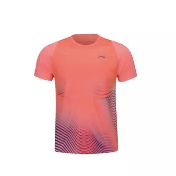 Li-Ning Полосатый принт дышащая быстросохнущая клубная футболка с коротким рукавом женские топы розовые AAYS060-2 M