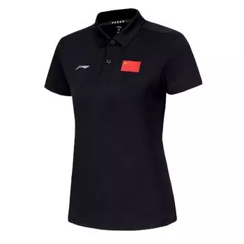 Li-Ning Повседневная дышащая легкая быстросохнущая рубашка поло с национальным флагом для женщин APLU076-1 XS