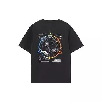 Li-Ning Повседневная дышащая спортивная футболка с коротким рукавом с принтом для мужчин, черные AHSRC01-4 XS