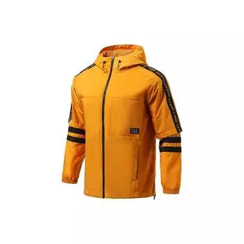 Li-Ning Повседневная дышащая свободная спортивная ветровка с капюшоном Мужские куртки Огненно-песочно-желтый AFDR355-3 L