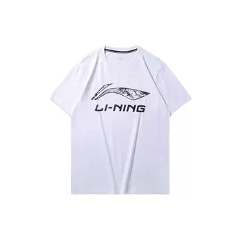 Li Ning Повседневная футболка с принтом букв, с коротким рукавом, унисекс, белая AHSS513-1 M