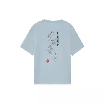 Li-Ning Повседневная футболка с принтом древних персонажей мультфильмов, мужские топы, синяя AHSS371-6 L