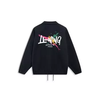 Li-Ning Повседневная куртка-поло в американском стиле ретро с буквенным принтом, мужские куртки черного цвета AJDT499-1 S