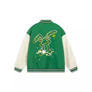 Li-Ning Повседневная куртка Trace Series Quirky Fortune с мультяшным кроликом и принтом, куртки унисекс, листово-зеленый AJDT491-1 XL