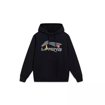 Li-Ning Повседневная махровая толстовка с логотипом, топы унисекс, черный AWDT601-1 XL