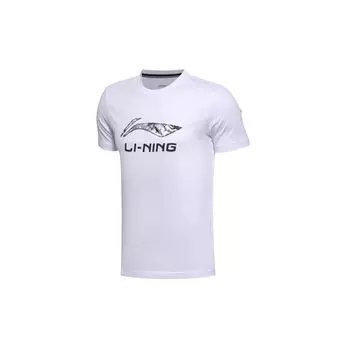 Li Ning повседневная спортивная дышащая футболка с коротким рукавом с принтом для мужчин, белые AHSQ745-1 XXXL