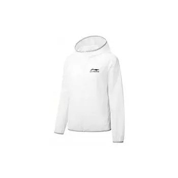 Li Ning Повседневная спортивная куртка с капюшоном и логотипом бренда, однотонная, унисекс, белая YFDT135-1 XXXXL