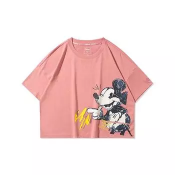 Li-Ning Повседневная свободная спортивная футболка с коротким рукавом и круглым вырезом, женские топы, абрикосово-розовый AHSQ268-2 M