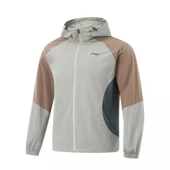 Li Ning Повседневная свободная ветровка мужская верхняя одежда пыльно-серо-зеленый коричневый-грязевый AFDV067-2 L