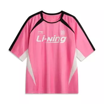 Li-Ning Повседневная Удобная Простая Футболка с Круглым Вырезом и Коротким Рукавом Мужские Топы Персиково-Розовый AHSV759-4 S