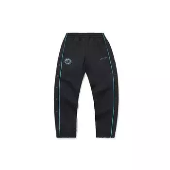 Li Ning Повседневные прямые трикотажные спортивные брюки с логотипом, мужские низы, черные AKLQ789-1 XL