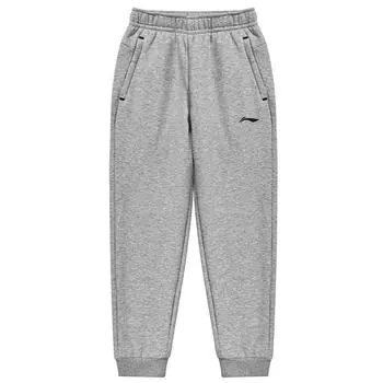 Li-Ning Повседневные спортивные брюки из флиса с манжетами и эластичным поясом, мужские брюки светло-серого цвета YKLT397-2 XL