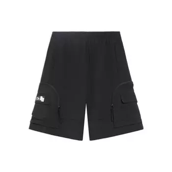 Li-Ning Повседневные спортивные дышащие шорты с логотипом чистого цвета, мужские брюки черного цвета AKSS303-2 L