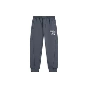 Li-Ning Повседневные трикотажные спортивные брюки с вышивкой и манжетами, мужские низы, цвет: черный AKLTC31-3 XL