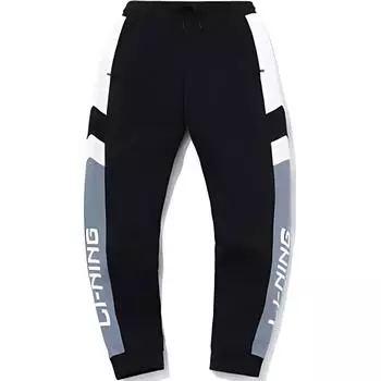 Li-Ning Повседневные зауженные брюки Letter, мужские низы, цвет черный, Firestone-Blue YKLU345-1 S