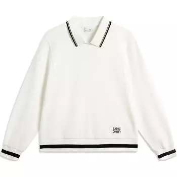 Li Ning Повседневный минималистский однотонный полосатый поло с надписью Женская толстовка Off-White AWDV406-1 S