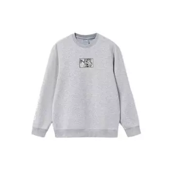 Li Ning Повседневный принтованный свитер с круглым вырезом и длинным рукавом, мужская толстовка, серый AWDR945-3 XXXL