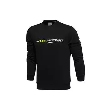 Li Ning Повседневный пуловер с круглым вырезом Спортивная толстовка Мужская толстовка Черный AWDQ641-4 L