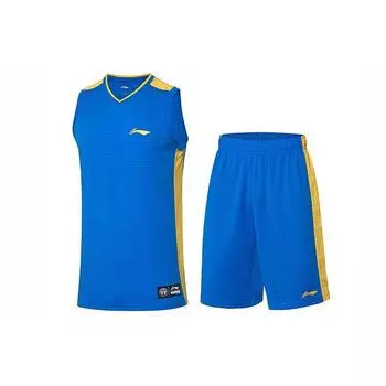 Li-Ning Повседневный спортивный костюм с цветными блоками и нашивками, мужской костюм, ярко-синий AATP067-5 M