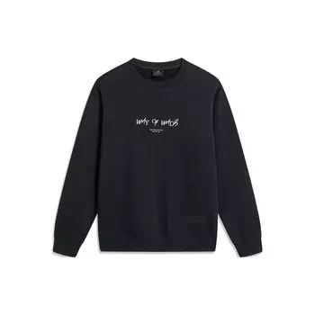 Li Ning Повседневный спортивный свитер с круглым вырезом и длинным рукавом Толстовка унисекс Черный AWDT941-1 M