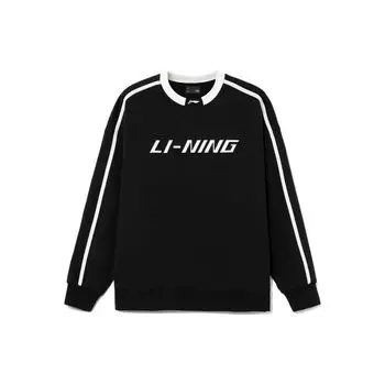 Li-Ning Повседневный спортивный свитер с круглым вырезом и принтом букв, толстовка унисекс, черный цвет YWDT541-2 XXL
