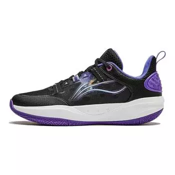 Li Ning Primary 3 V3 Удобные Универсальные Низкие Детские Баскетбольные Кроссовки Детские Баскетбольные Кроссовки Черно-Фиолетовые YKBU040-7 39
