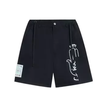 Li Ning Printed Letter Mid Waist Straight Loose Shorts Men shorts Black AKSSA81-1 XS