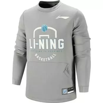 Li Ning Printed Pullover Long Sleeve Sweatshirt Men sweatshirts Gray AWDQA49-1 M