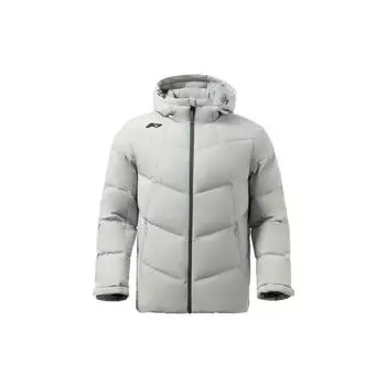 Li-Ning Приталенный крой пуховик с капюшоном и длинными рукавами, мужская верхняя одежда, кирпично-серый AYMS389-3 XXL