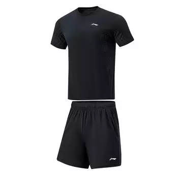 Li Ning Приталенный Однотонный Удобный Универсальный Модный Повседневный Спортивный Костюм Унисекс Черный ATU0015-1 S