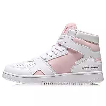 Li-Ning Прочные нескользящие высокие скейт-кеды женские скейт-кеды розовые белые AGCN358-4 37